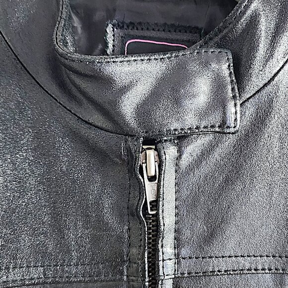 Brody black fitted textured leather moto jacket - Picture 2 of 13